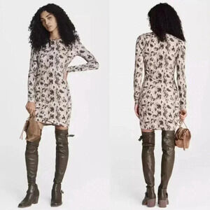 NWT rag & bone Poppy Draped Jersey Mini Dress in Python Print